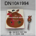 Ceramic bowl and butter knife with santa claus design